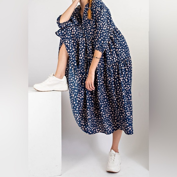 Midi-Maxi Dress in blueberry animal print, size large (16-18) - Picture 4 of 11